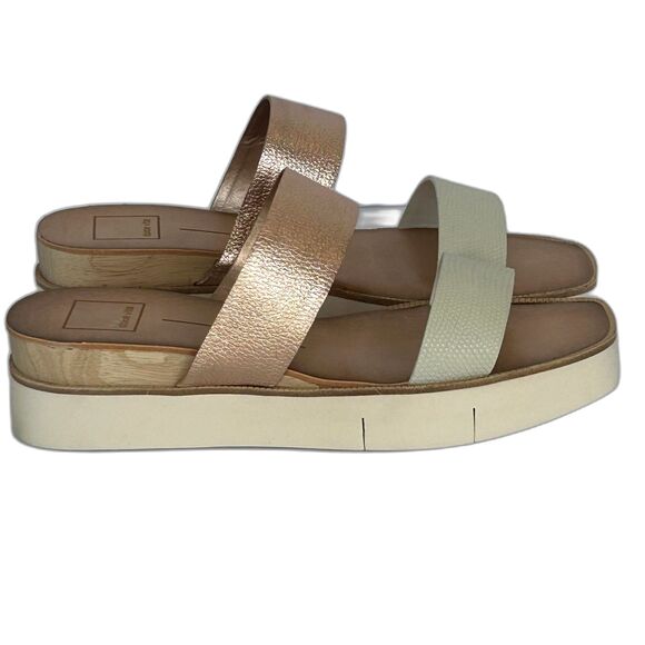 Dolce Vita Sandals Women’s Size 7.5 Color Metallic Rose Gold Beige Parni - Picture 2 of 10